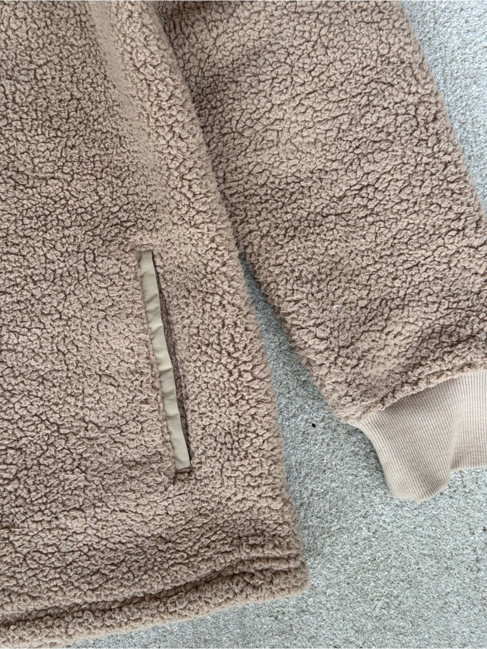 Goodfellow & Co Men's Taupe Zip-Up Sherpa Pullover - Picture 4 of 7